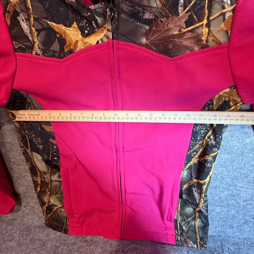 WFS Burly Girl Women Pink Camo‎ Softshell Hooded Hunting Jacket Large